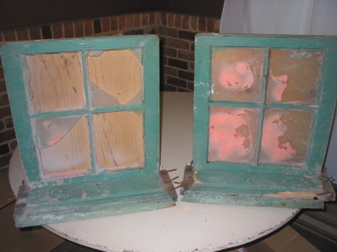 2 Old Pine Wood Windows